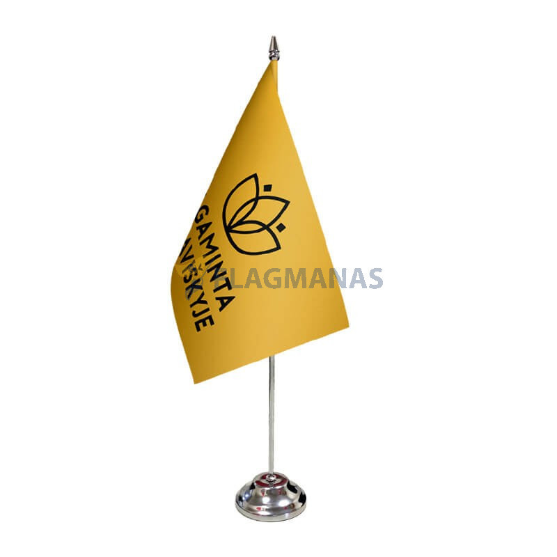 „Pagaminta Vilkaviškyje“ stalinė vėliavėlė, 12 x 20 cm, geltona