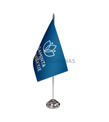 „Pagaminta Vilkaviškyje“ stalinė vėliavėlė, 12 x 20 cm, mėlyna