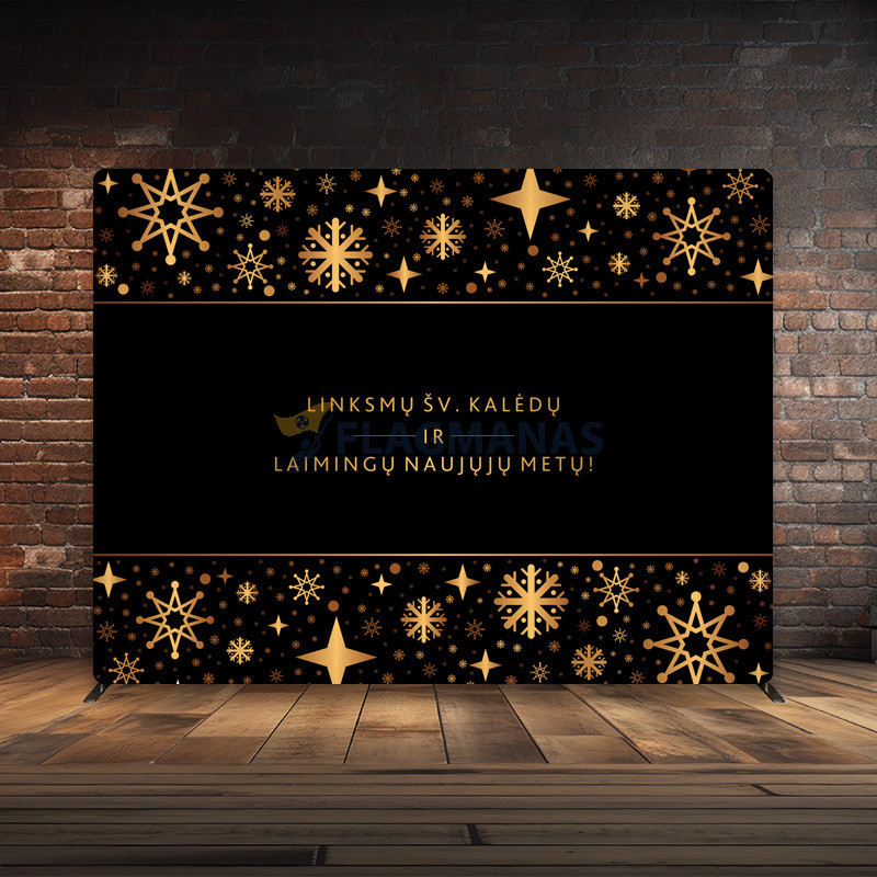 Tekstilinė sienelė su dizainu „Linksmų Šv. Kalėdų ir laimingų Naujųjų metų!“